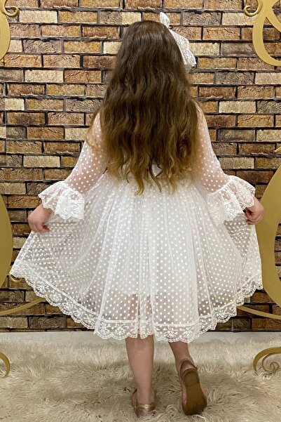ABİYEKİDS Abiye Kids Prenses Model Beyaz Çocuk Abiye Çocuk Elbisesi 23nisan Gösteri Elbisesi Aby4441