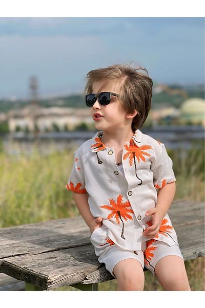 Kamber Sisters Unisex Palm Patterned Shorts Set