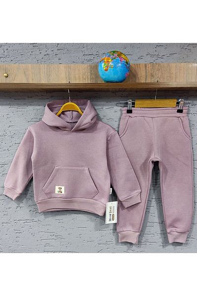 SİRİ KİDS WINTER THREE YARN INSIDE WITH FLEECE BOTTOM TOP THICK CHILDREN'S PAJAMAS SET
