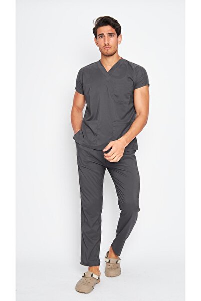 AVICEN'S Erkek Yarasa Kol Antrasit Doktor ve Hemşire Üniforması Takım