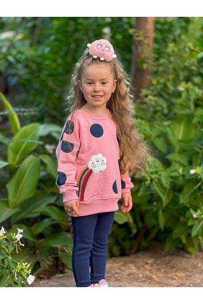 Uslukids Premium Quality - 100% Cotton Girl's Dress, Rainbow and Cloud Embroidery Detail