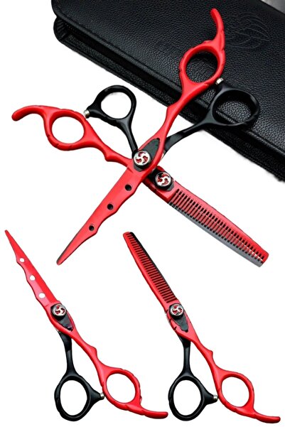 xolo Dış Bükey Saç Kesim Makas Seti Deri Çantalı XLM808 Düz Ara Makas Set Pro...