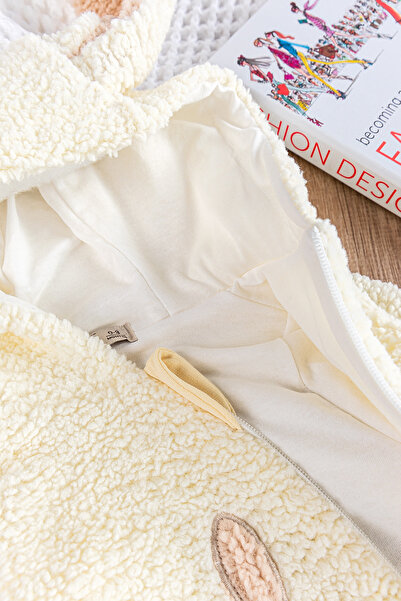 Babymod Welsoft Plush Winter Rabbit Embroidered Hooded Baby Jumpsuit