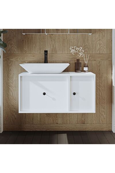 ROOMART Gusto Ayaksız Lavabolu Mdf 90 Cm Çekmeceli Banyo Dolabı