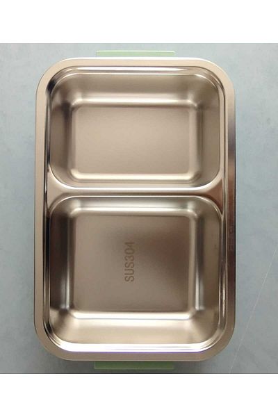 Tantitoni 2 Compartments Stainless Steel Rectangular Food Carrying Bowl 750ml