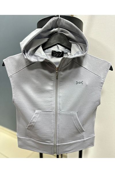DGK COLLECTİON Boy's Light Gray Dgk High Printed Zippered Hooded Vest