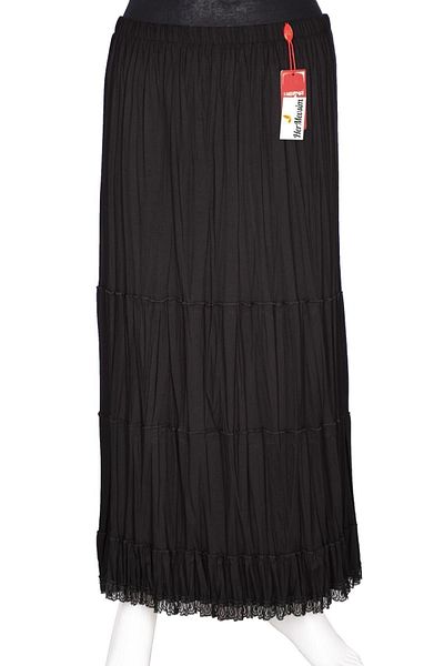 HESNA Women's Sevcan 4 Layer Lace Elastic Unlined Black Skirt
