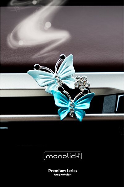 Monolick Kristal Ve Baget Taşlı Kelebek Araba Oto Klima Petek Araç Kokusu Met...