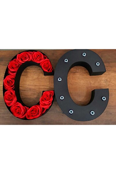 LADİJİTAL BASKI ÇÖZÜMLERİ Hediye Harf Kutuda Solmayan Kokulu Güller Sevdiklerinize Özel 25 Cm