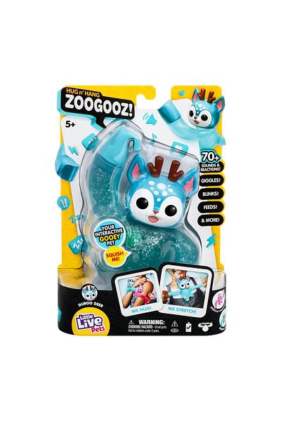 LITTLE LIVE PETS Hug n' Hang Zoogooz - Duroo Deer. an Interactive Electronic Squishy Stretchy Toy Pet with 70+Sounds
