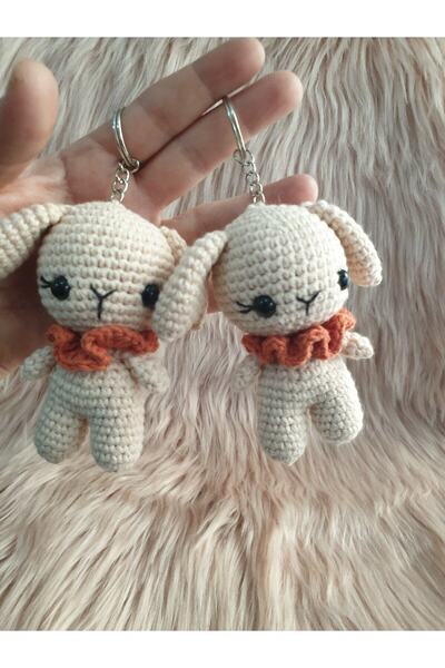 On marifet yün ve hobi dünyası Amigurumi Örgü Tavşan Anahtarlık Hediyelik