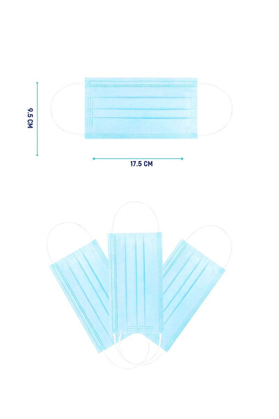 Melantis 3 Katlı Telli Cerrahi Maske 50 Adet X 10 Kutu Mavi