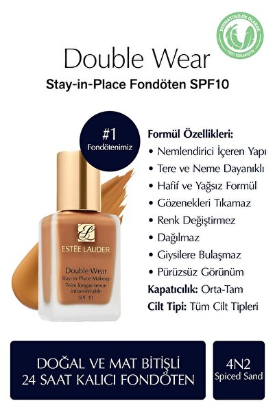 Estee Lauder Doğal ve Mat Bitişli - Double Wear Stay-in-Place Fondöten SPF 10...