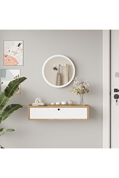 L'occi Concept Cosmia Aynalı 80 cm Kapaklı Dresuar Hol Antre Sepet-Beyaz CS2-SW