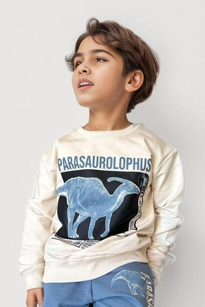 Riccotarz Σετ φόρμας για αγόρι μπλε - Parasaurolophus Figured and Text Printed