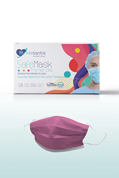 Melantis Meltblownlu + Tip 2r 3 Katlı Telli Cerrahi Maske 1 Kutu 50 Adet Fuşya