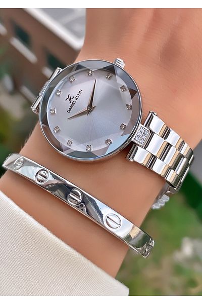 Daniel Klein Silver Colored Special Series Women's Wristwatch and Bracelet Gift