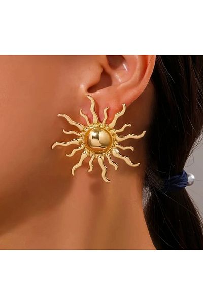 Be Best Women's Gold Color Sun Earrings Eb884