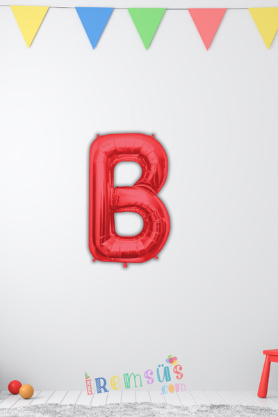 mypartyready B Harfi Doğum Günü Kırmızı Renk Folyo Balon 16" 36 Cm B Harf Fol...
