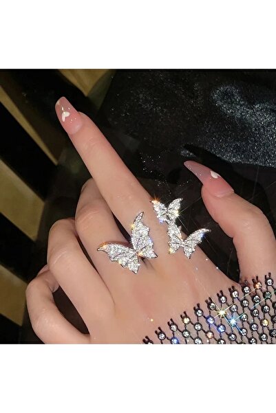 REN AKSESUAR Kelebekli Zirkon Taşlı Yüzük