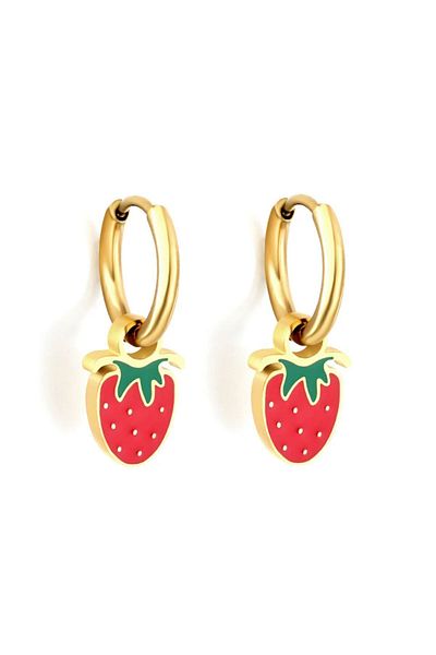 Janset Children's Earring - Strawberry Model Ring and Sterile Surgical Steel