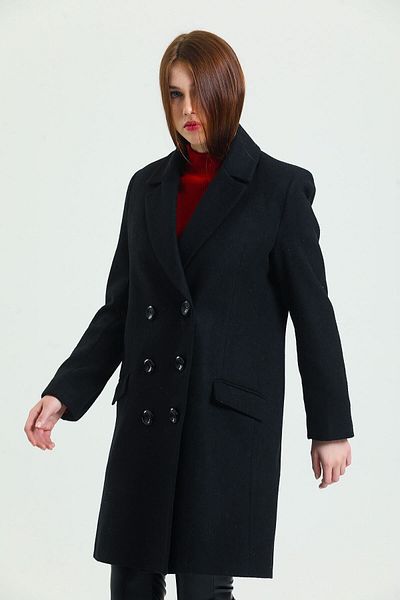 Sense Black Plus Size Lined Cashmere Coat - Kbn34746
