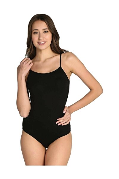 jilly jo Black Women's Bodysuit - Rope Strap, Lycra and Hooked Snap Bodysuit