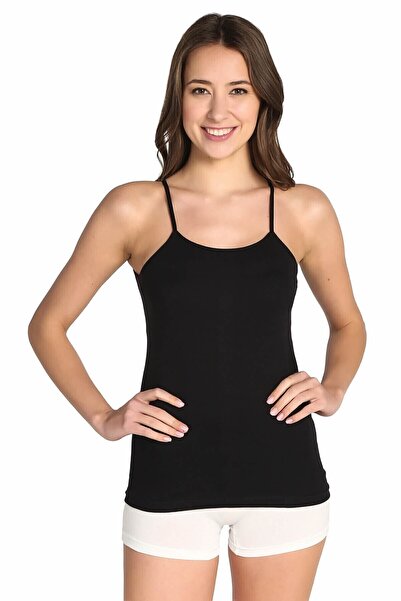 jilly jo Tricou cu bretele frânghie neagră pentru femei - ELF568T0135CCM