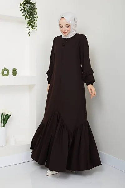 ZEWAHİR FASHİON New Model Crepe Ferace - Skirt with frills
