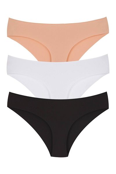 Momslab Πολύχρωμο γυναικείο εσώρουχο κοπής με λέιζερ χαμηλής μέσης - Συσκευασία των 3
