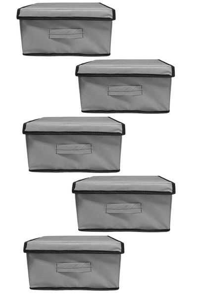 TURİNHOME Box Organizer, Box Storage Bag, Box with Lid, Multi-Purpose Box, 5 Storage Boxes Basket