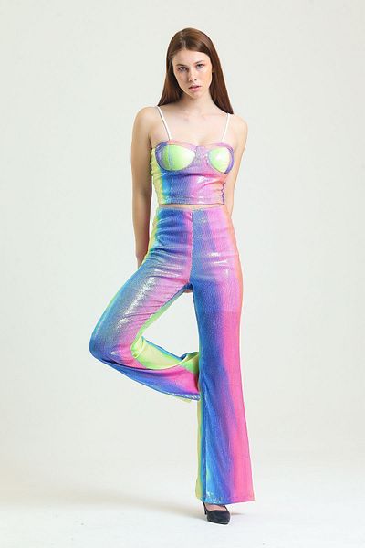 Sense Pantaloni largi cu paiete - Pnt32440 Curcubeu