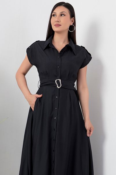 PULLIMM فستان بأزرار مع حزام NY4306