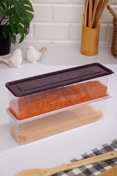 ray plastik 2-Piece Narrow Long Storage Container Pink and Plum Lid
