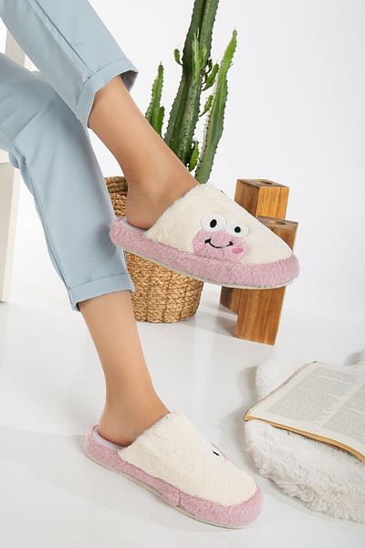 AlbiShoes Χειμερινές βελούδινες γυναικείες παντόφλες σπιτιών - Φιγούρα βατράχου, αθόρυβη σόλα, κλειστό μπροστά