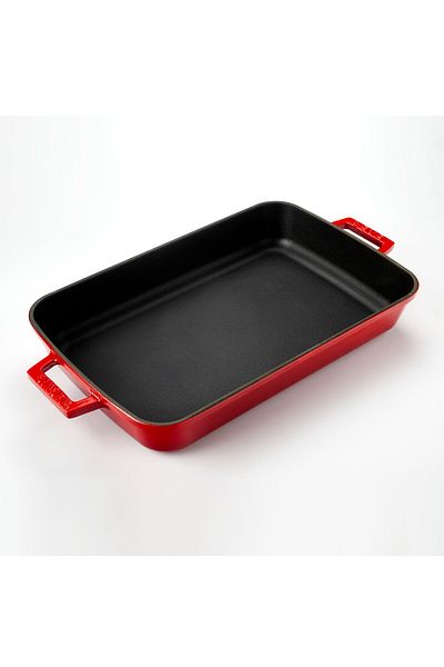 Lava Cast Rectangular Rosto and Oven Tray Cast Iron Solid Double Handle Size 26x40cm