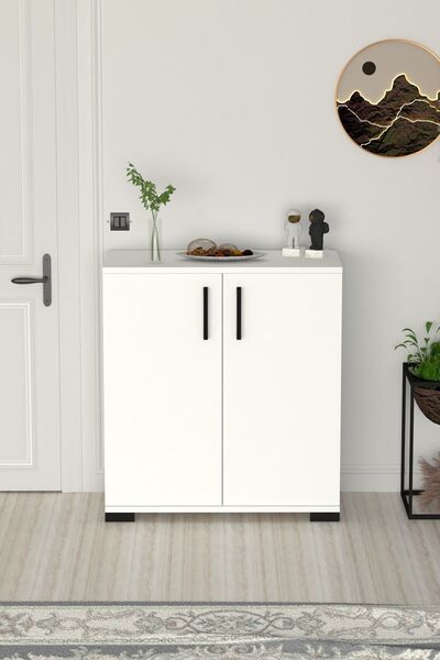 Moonlife Athena Çok Amaçlı 2 Kapaklı ,Kahve Köşesi,Mutfak,Banyo, Kiler Dolabı Beyaz