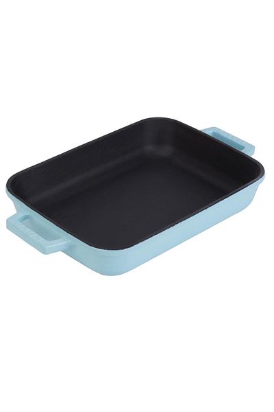 Lava Cast Rectangular Rosto and Oven Tray Cast Iron Solid Double Handle Size 22x30cm