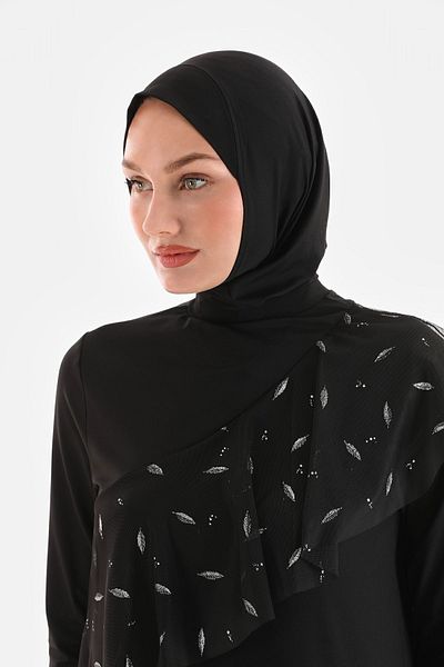 MAG FASHİON Μαύρο χιτζάμπ μαγιό για θαλάσσια και πισίνα - Καθημερινή χρήση - Wrap Bather Bonnet