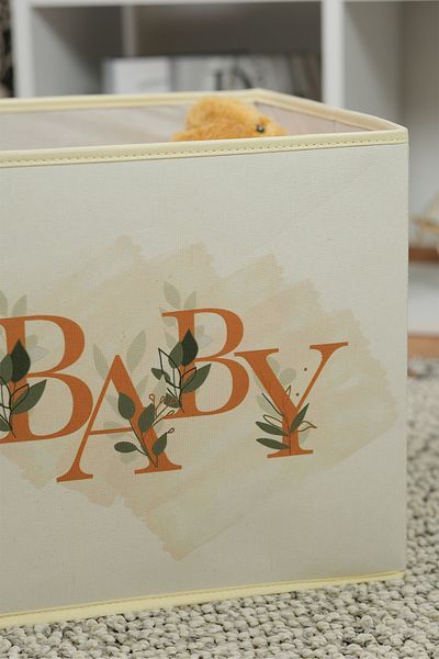 PRENDİ HOME 30x30x30 Baby Toy Storage Box - Text Printed, Folding Organizer