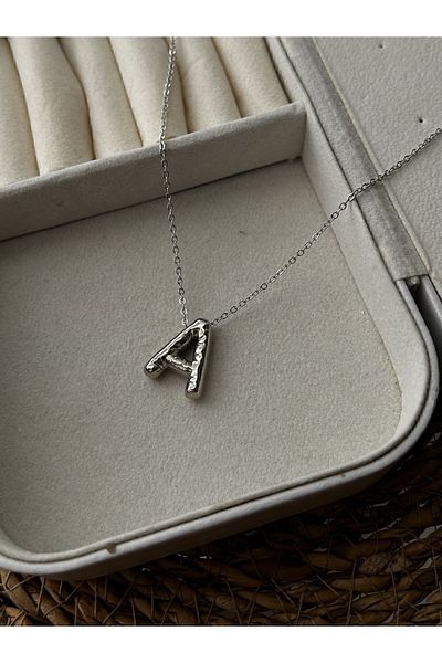 Novas Silver Balloon Letter A Necklace 316 L Steel Stainless