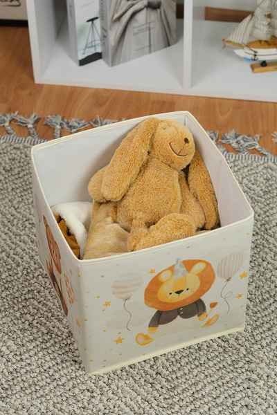 PH Prendi Home Teddy Bear Printed Cute Toy Organizer - Cabinet Without Lid, 30x30x30 Storage Box