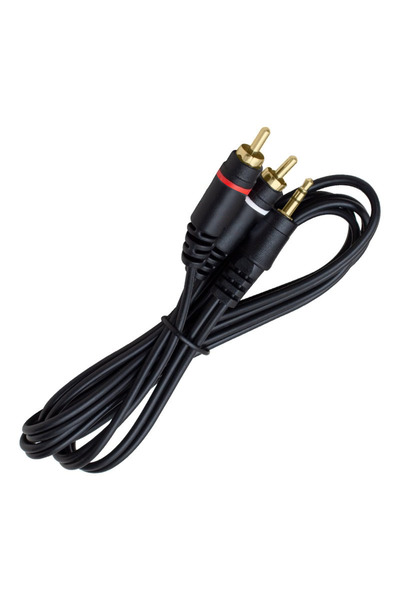 nelerbulurum YÜKSEK KALİTELİ 2 RCA ERKEK + 3.5 MM STEREO 1.5 METRE ERKEK GOLD...