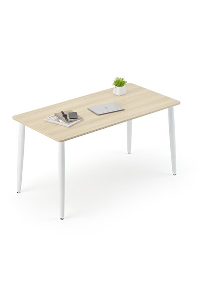 Bürotime Era Çalışma Masası, Akasya & Beyaz Ayak, 80x160cm