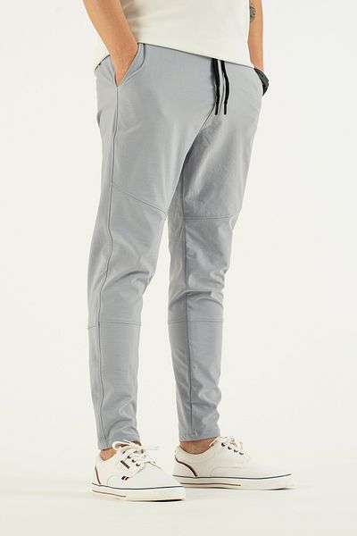 REYNARD Pantaloni de jogger slimfit slimfit pentru bărbați, gri deschis, cu buzunare laterale, cu șireturi, cu talie elastică