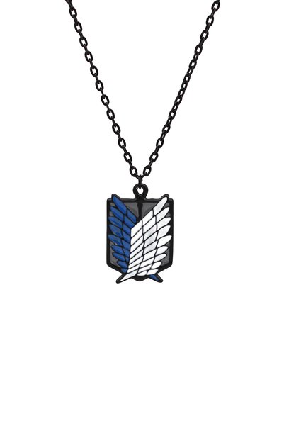 kolbi Attack on Titan Anime Fan Necklace - Black Color Classic with Enamel Chain