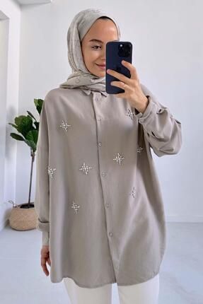 Ka Hijab Y ld z Ta lemeli Modal Gomlek Ac k Vizon Fiyat Yorumlar Trendyol