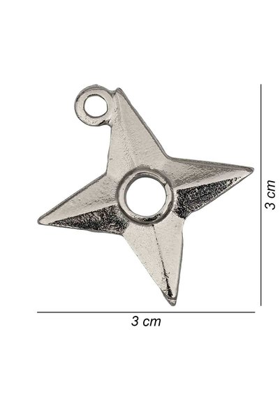kolbi Japanese Shuriken Ninja Pendant - Silver Color Classic with Chain