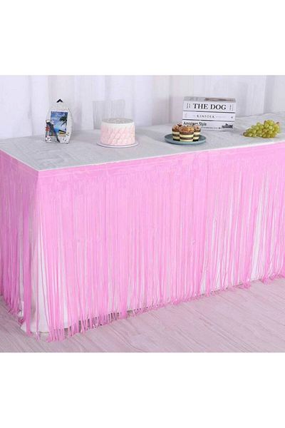 kidspartim 270x75 cm Ροζ Ματ Τραπέζι Φούντα