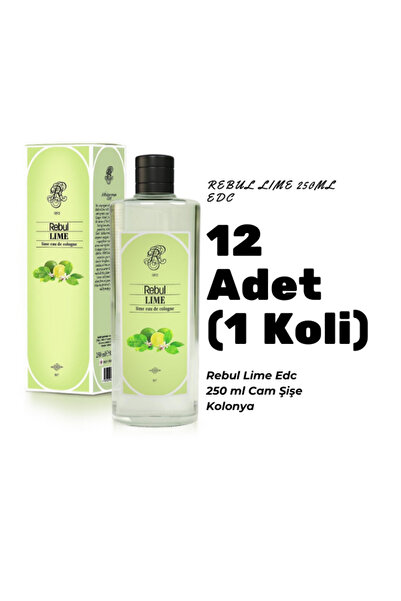 Rebul Lime Edc 250ml Cam Şişeli Misket Limonu Kokulu Kolonya 12 Adet (1 Koli)